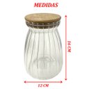 Ver imagem 4 de Pote Hermético com Frisos Tampa de Bambu Recipiente Vidro 1l