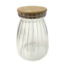 Ver imagem 1 de Pote Hermético com Frisos Tampa de Bambu Recipiente Vidro 1l