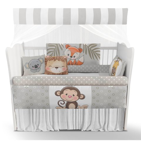 Kit Berço Enxoval de Bebê Safari Bege Animais