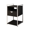 Ver imagem 1 de Mesa Lateral de Cabeceira Industrial Tókio com Gavetas em Ferro Branco - Tampo Preto