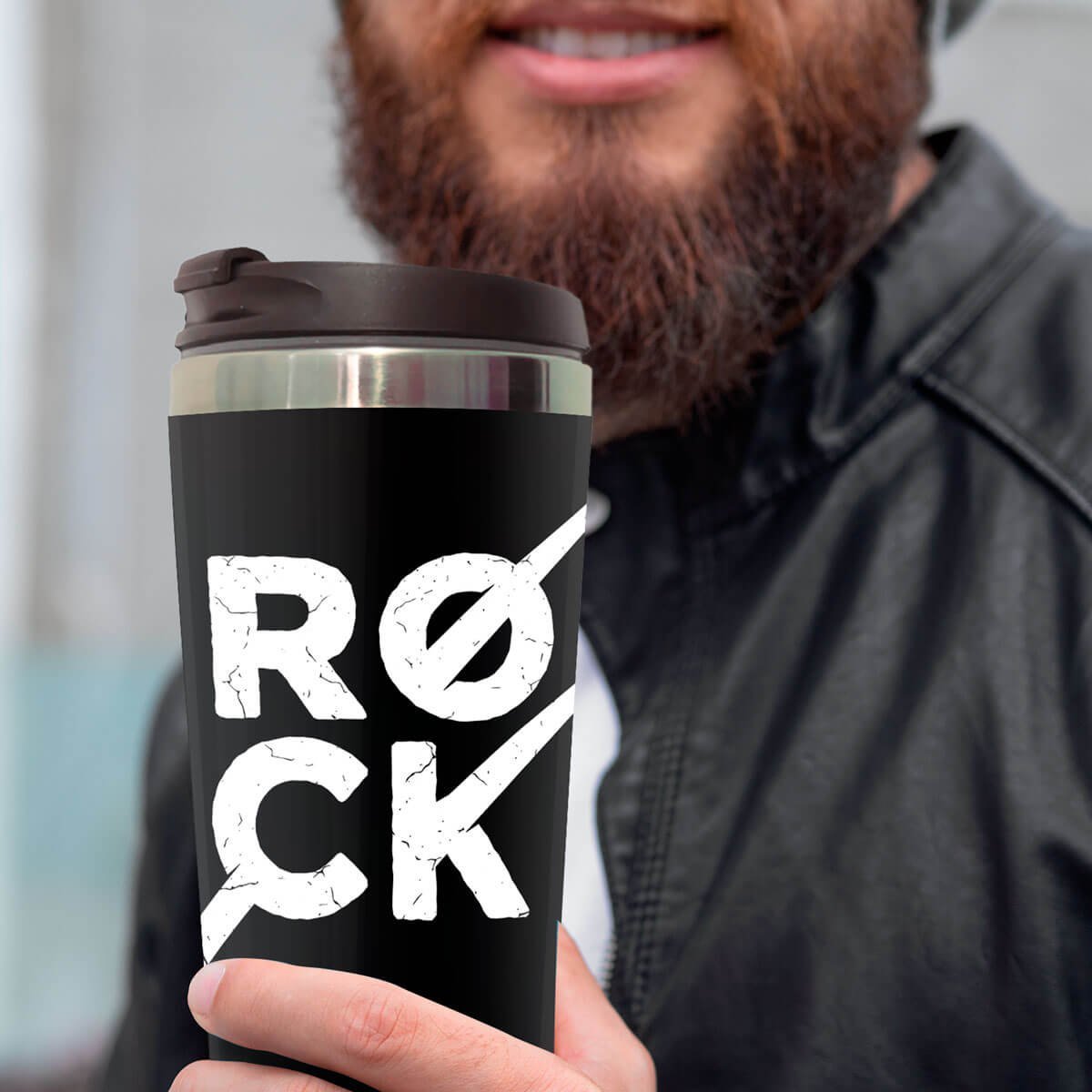 Copo Térmico 500ml Inox Preto Rock Baquetas Presente Super - 7
