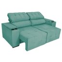 Ver imagem 3 de Sofá Cama Retrátil Sala Vicenza 175cm Suede Cor Azul Tiffany