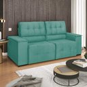 Ver mais imagens de Sofá Cama Retrátil Sala Vicenza 175cm Suede Cor Azul Tiffany