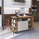 Ver imagem 2 de Mesa Bancada Gourmet Estilo Industrial 131cm com Armario 2 Portas P1035 Mel/arenas