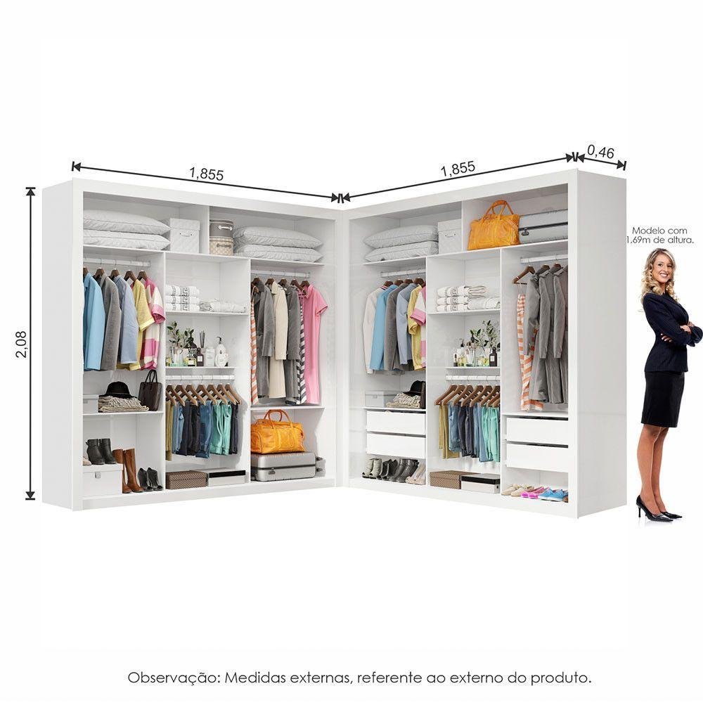 Closet Casal Premium com 04 Gavetas Carioca Móveis Branco - 2