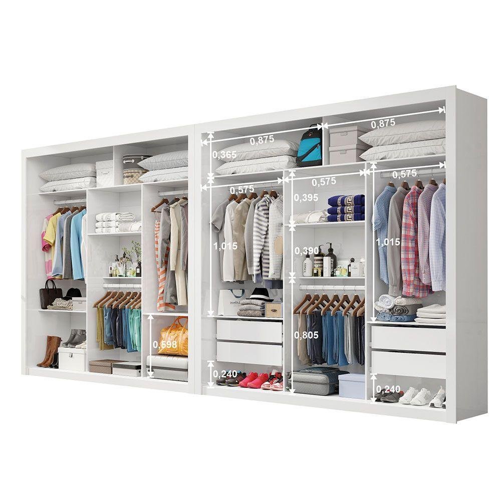 Closet Casal Premium com 04 Gavetas Carioca Móveis Branco - 3