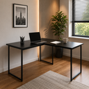 Ver imagem 1 de Mesa para Escritório em L com Pé de Ferro 120x90 cm - Preto
