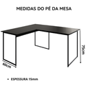 Ver imagem 4 de Mesa para Escritório em L com Pé de Ferro 120x90 cm - Preto