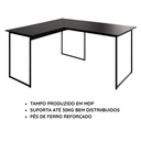 Ver imagem 3 de Mesa para Escritório em L com Pé de Ferro 120x90 cm - Preto