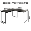 Ver imagem 5 de Mesa para Escritório em L com Pé de Ferro 120x90 cm - Preto