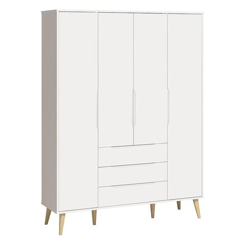 Guarda Roupa Infantil Retrô Elfe Branco Acetinado Natural - Reller