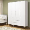 Ver imagem 3 de Guarda Roupa Infantil Retrô Elfe Branco Acetinado Natural - Reller