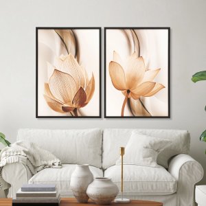 Quadro Flor Duplo Tamanho 50x70 2 Peças