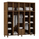 Ver imagem 3 de Quarto de Casal Grécia: Guarda-roupa 10 Portas C/ Espelho Cama Cômoda Sapateira Madeira Pinus Imbuia