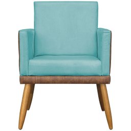 Kit 2 Poltronas Decorativa para Sala Recepção Escritório Consultório Lis Corino Peroba e Suede - 5