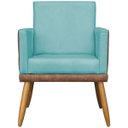 Ver imagem 5 de Kit 2 Poltronas Decorativa para Sala Recepção Escritório Consultório Lis Corino Peroba e Suede