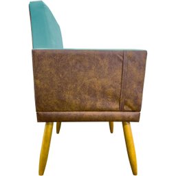 Kit 2 Poltronas Decorativa para Sala Recepção Escritório Consultório Lis Corino Peroba e Suede - 6