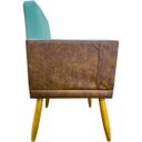 Ver imagem 6 de Kit 2 Poltronas Decorativa para Sala Recepção Escritório Consultório Lis Corino Peroba e Suede