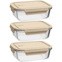 Ver imagem 1 de Kit 3 Potes de Vidro Herméticos 1,04l Retangulares Capuccino Uz Marmita Borossilicato