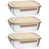 Kit 3 Potes de Vidro Herméticos 1,04l Retangulares Capuccino Uz Marmita Borossilicato - 1