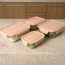 Ver mais imagens de Kit 3 Potes de Vidro Herméticos 1,04l Retangulares Capuccino Uz Marmita Borossilicato