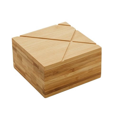 Saleiro de Bambu Quadrado c/Tampa 7x9x9cm