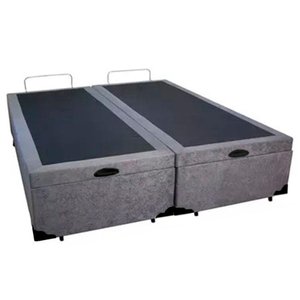 Cama Box Baú Queen Bipartido Suede Sereneprime Cinza 158x198x44