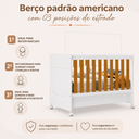Ver imagem 6 de Quarto de Bebê Completo Berço 3 em 1, Guarda-Roupa 2 Portas, Cômoda Sapateira 100% MDF, Detalhes Acrílico Branco/Fosco/Savana