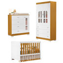 Ver imagem 2 de Quarto de Bebê Completo Berço 3 em 1, Guarda-Roupa 2 Portas, Cômoda Sapateira 100% MDF, Detalhes Acrílico Branco/Fosco/Savana