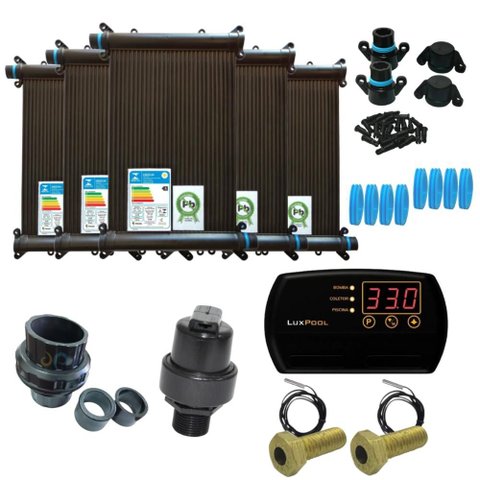 Kit Aquecedor Solar Piscina 8 Placas3mt+controlador+valvulas