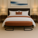 Ver imagem 2 de Banco Recamier Glow 138cm Cama Box Casal Queen Base Preto:veludo Terracota