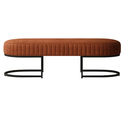 Banco Recamier Glow 138cm Cama Box Casal Queen Base Preto:veludo Terracota