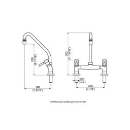 Misturador para Cozinha Slim 1256 C36 Duplo Comando Bancada Perflex - 4