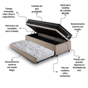 Ver imagem 5 de Bicama Box Baú Solteiro com Colchão Gransleep Ecoflex Molas Verticoil Suede Bege 88x188