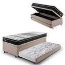 Ver imagem 1 de Bicama Box Baú Solteiro com Colchão Gransleep Ecoflex Molas Verticoil Suede Bege 88x188