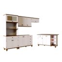 Ver imagem 2 de Cozinha Compacta Modulada 5PEÇASCOM Ilha Joy Branco/Off White/Nogueira