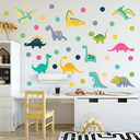 Ver imagem 1 de Adesivo de Parede Infantil Dinossauros Colorido Bolinhas Quarto Menino Bebe