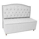 Ver imagem 1 de Kit Cabeceira e Calçadeira com Baú 140 Cm Casal Diana Suede Branco - Fina Mobília