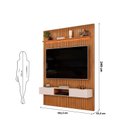 Ver imagem 4 de Painel Ripado para TV até 60 Polegadas com MDF 183cmx240cm Led Trento Marrom Freijó/Off White