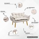Ver imagem 6 de Kit Namoradeira 2 Poltronas e 2 Puffs para Sala Recepção Manicure Consultório Alice Suede