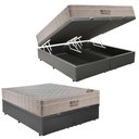 Ver imagem 1 de Cama Box Baú Casal Bipartido Sintético + Colchão Ortobom Airtech Molas Ensacadas 65x138x188 Cinza
