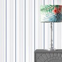 Ver imagem 1 de Papel de Parede Adesivo Infantil Listrado em Tons de Cinza e Azul