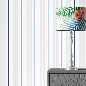 Papel de Parede Adesivo Infantil Listrado em Tons de Cinza e Azul