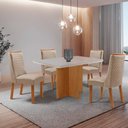 Ver imagem 1 de Mesa de Jantar Olímpia 120 cm Tampo MDF Vidro Canto Copo com 4 Cadeiras Carolina Moderna Mobília