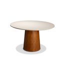 Ver imagem 1 de Mesa de Jantar Roma Redonda 06 Lugares 150cm Base Amêndoa Tampo Off White