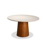 Mesa de Jantar Roma Redonda 06 Lugares 150cm Base Amêndoa Tampo Off White - 1