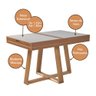 Mesa de Jantar Caroline 1,20m Extensível 1,80m em Madeira Maciça Mel Tampo Vidro Off White - 3
