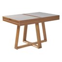 Ver imagem 2 de Mesa de Jantar Caroline 1,20m Extensível 1,80m em Madeira Maciça Mel Tampo Vidro Off White