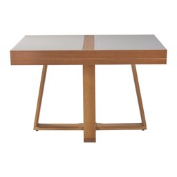 Mesa de Jantar Caroline 1,20m Extensível 1,80m em Madeira Maciça Mel Tampo Vidro Off White - 4