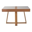 Ver imagem 4 de Mesa de Jantar Caroline 1,20m Extensível 1,80m em Madeira Maciça Mel Tampo Vidro Off White